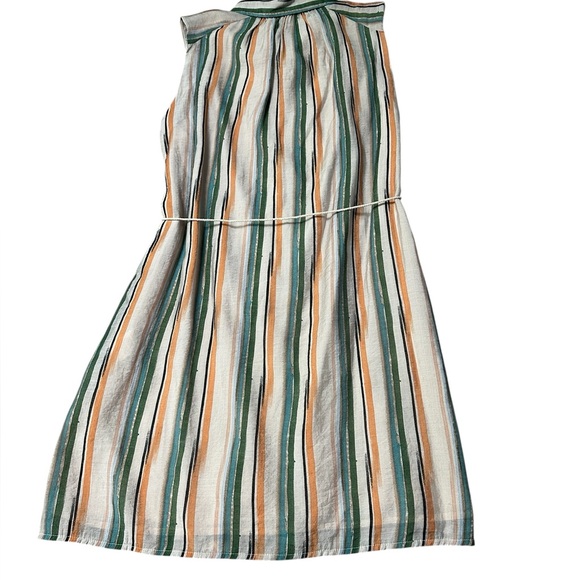 The Korner Sleeveless Stripe Shirt Dress Women’s L Beige Green Button Front NWT - Picture 3 of 8
